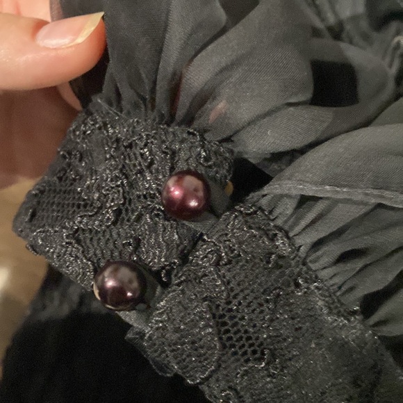 🕷️ Vintage Roberta High Neck Emo Goth Lace Beaded Prom Dress Gown With Sash 🕷️ - Picture 11 of 14